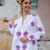 Kleidung Nimo With Love | Columbia-Bluse Mit Funky-Blumenstickerei Auf Weis