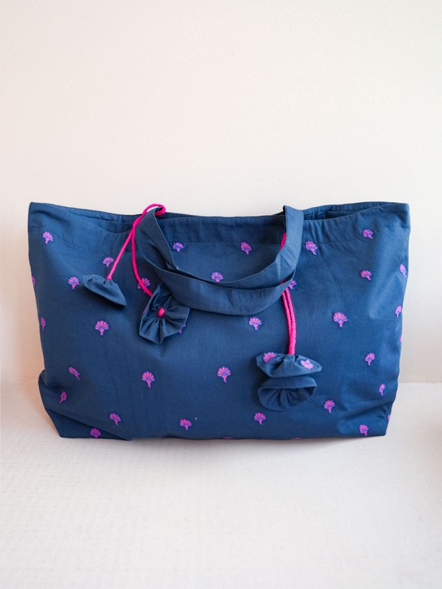 Taschen Nimo With Love | Asti Bag Ginkgo-Stickerei Auf Marineblau