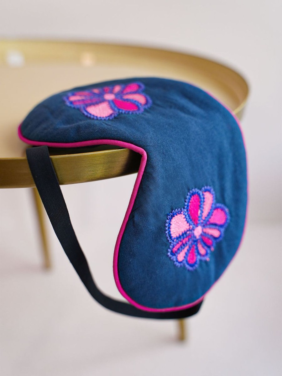 Yoga & Spa Nimo With Love | Schlafmaske Mit Funky-Blumenstickerei Auf Marineblau