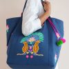 Taschen Nimo With Love | Udine-Tasche Mit Leo-Stickerei Auf Marineblau