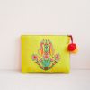 Taschen Nimo With Love | Ortiga-Tasche Mit Papageien-Stickerei Auf Limetten-Jacquard