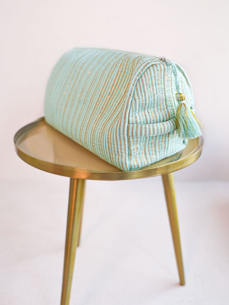 Taschen Nimo With Love | Kulturbeutel Lurex Stripe Aqua